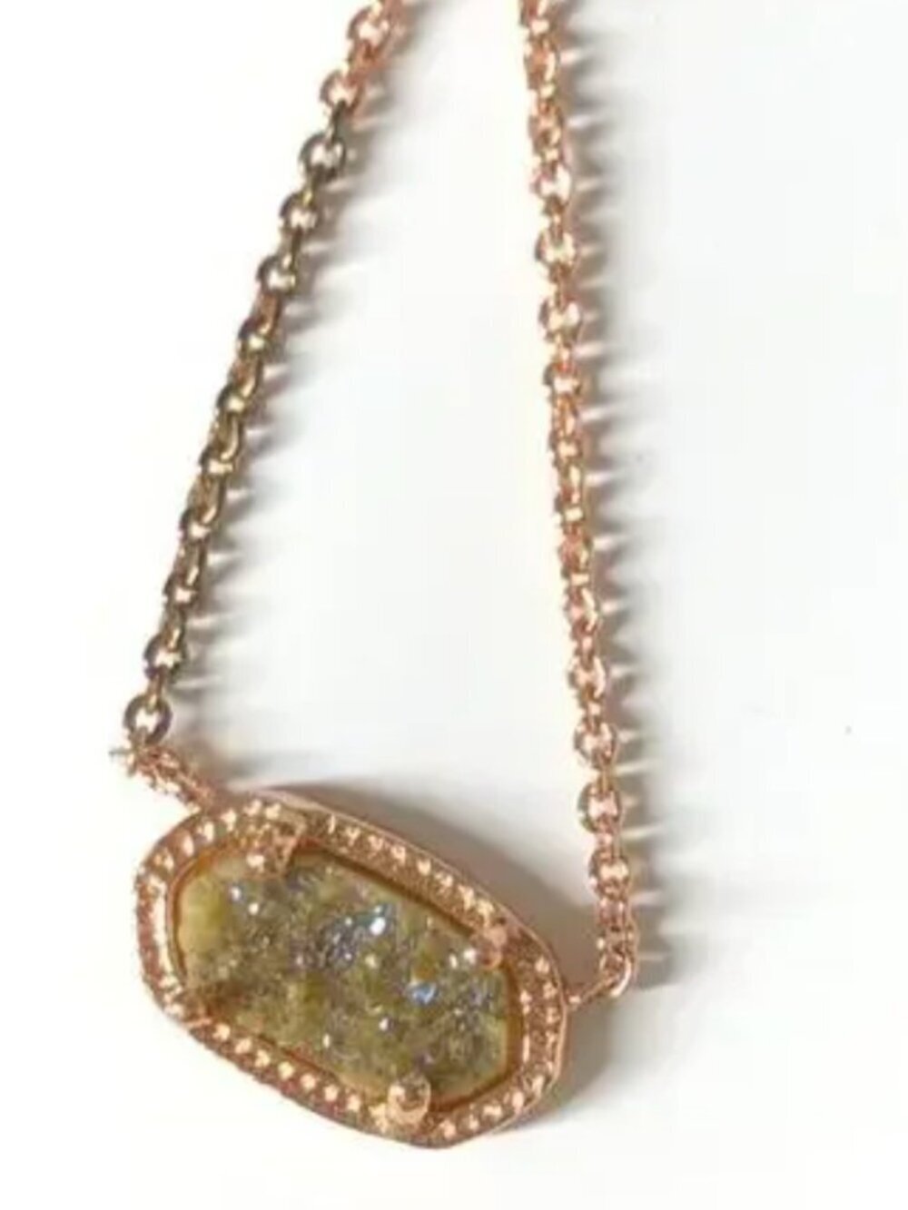 Kendra Scott Elisa Necklace Rose Gold Plated Stone Pendant Statement Piece NWB